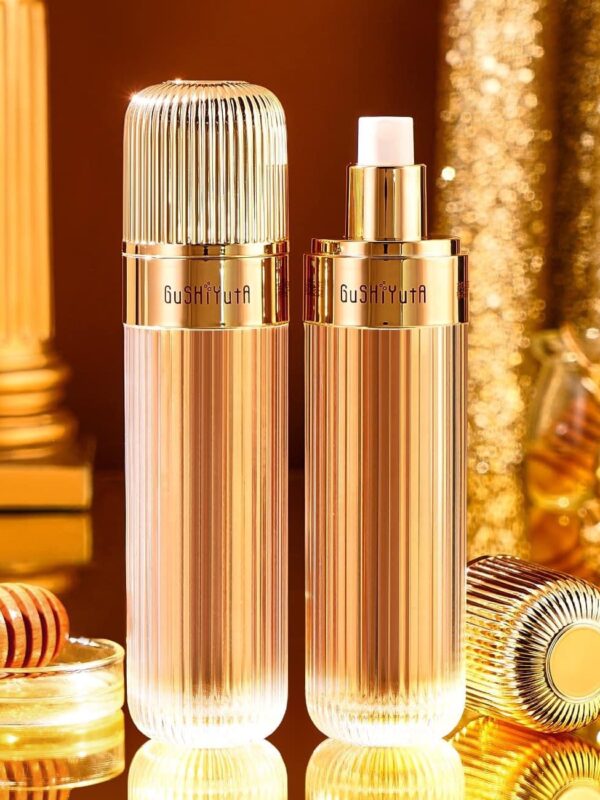 Chai luxury dáng trụ cao sọc dọc mạ vàng Gold quý