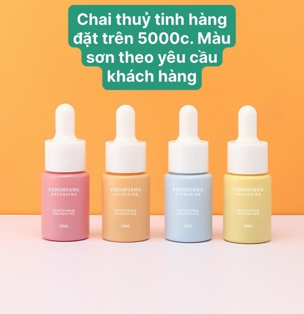 Chai serum 15ml dáng lùn màu Pastel